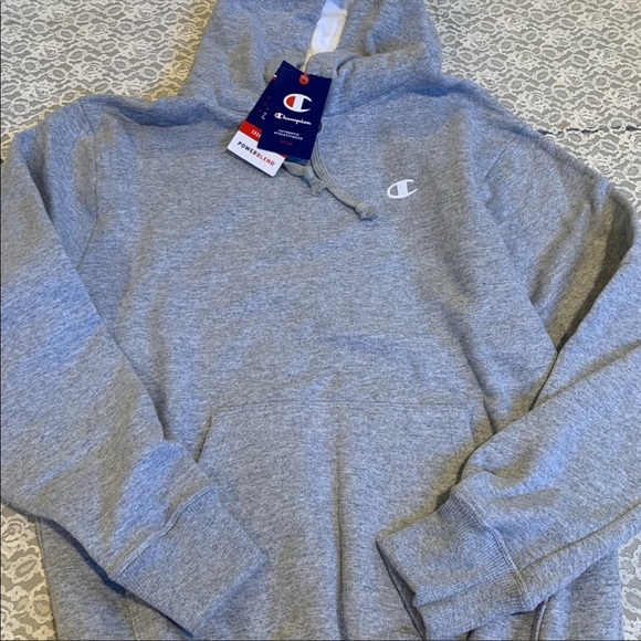 🆕 CHAMPION Women's Powerblend Oversized Gray Hoodie, C Logo Size X-Small - Picture 3 of 8